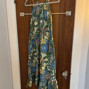 Velvet Green Floral Dress